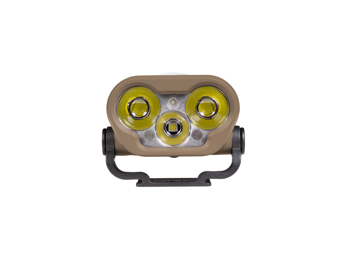 Blika light head in Dark Earth, front view with mount
