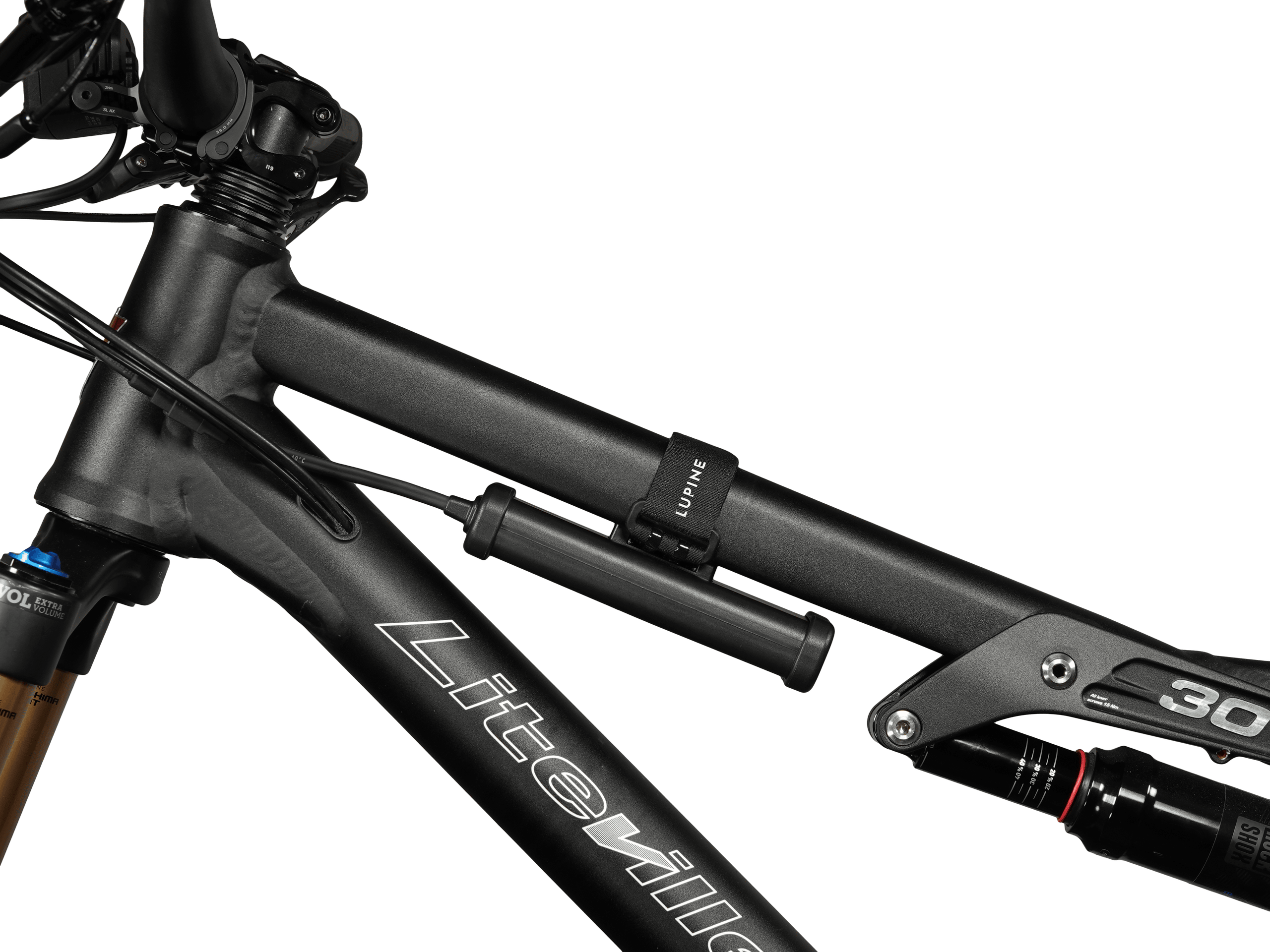 10.0 Ah SmartCore Akku mit Klettband am Rahmen montiert | 10.0 Ah SmartCore battery mounted on the frame with hook-and-loop strap