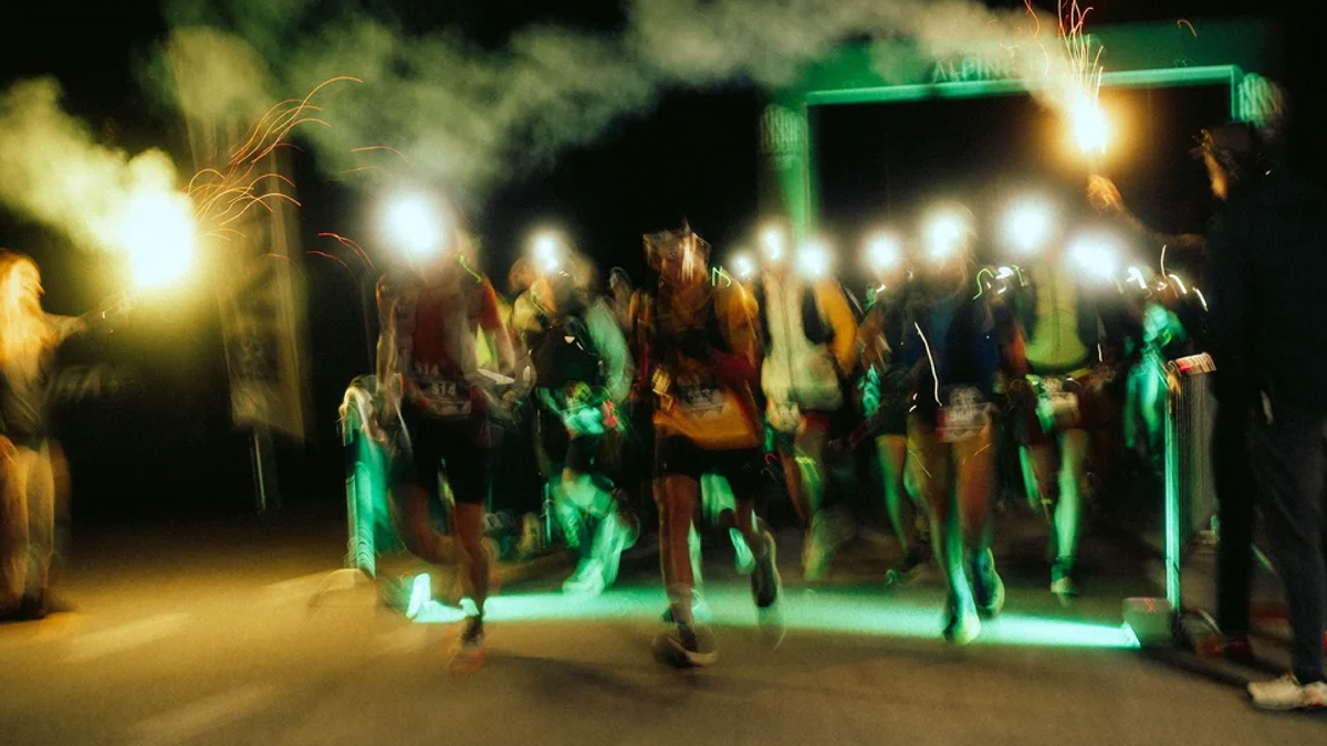 Group on a night run with Lupine headlamps